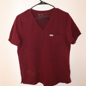 Figs Women's Deep Red Short Sleeve scrub Top